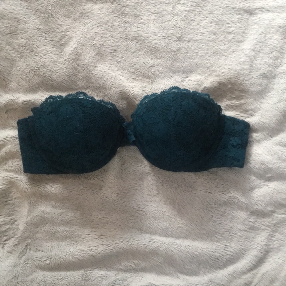 34B aerie dark blue green strapless bra